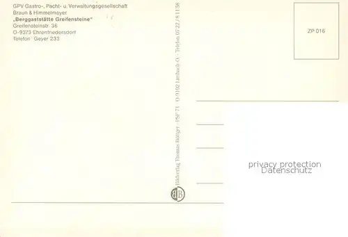 AK / Ansichtskarte Ehrenfriedersdorf_Erzgebirge Berggasttaette Greifensteine Ehrenfriedersdorf