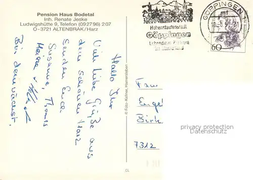 AK / Ansichtskarte Altenbrak_Harz Pension Haus Bodetal Fremdenzimmer Freilufttheater Altenbrak Harz