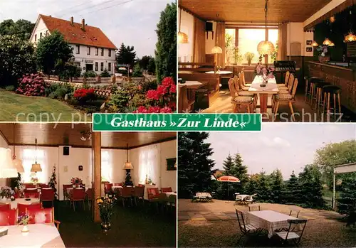 AK / Ansichtskarte Klecken Gasthaus Zur Linde Gastraum Terrasse Klecken