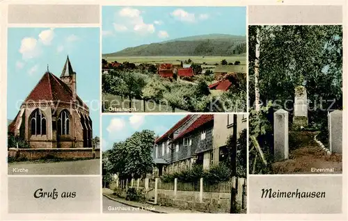 AK / Ansichtskarte Meimerhausen Kirche Gasthaus zur Linde Ehrenmal Ortsansicht Meimerhausen