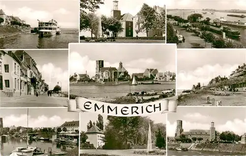 AK / Ansichtskarte Emmerich_Rhein Stadtansichten Rheindampfer Anleger Uferpromenade Park Emmerich Rhein