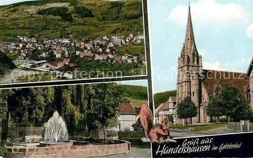 AK / Ansichtskarte Hundelshausen_Witzenhausen Kirche Brunnen Eichhoernchen Fliegeraufnahme Hundelshausen