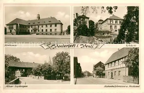 AK / Ansichtskarte Westerholt_Westfalen Rathaus Schloss Alter Torbogen Bahnhofstrasse Postamt Westerholt_Westfalen