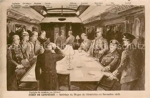 AK / Ansichtskarte Foret_de_Compiegne Interieur du Wagon de l Armistice Kuenstlerkarte Foret_de_Compiegne