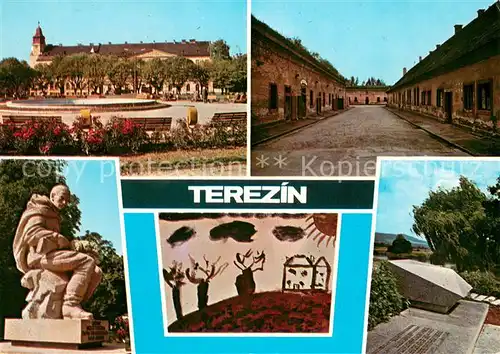 AK / Ansichtskarte Terezin Marktplatz Befestigungsanlage Denkmal Gedenkstein Terezin