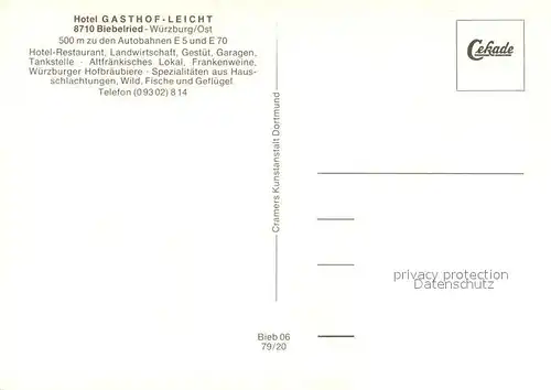 AK / Ansichtskarte Biebelried Hotel Gasthof Leicht Restaurant Biebelried