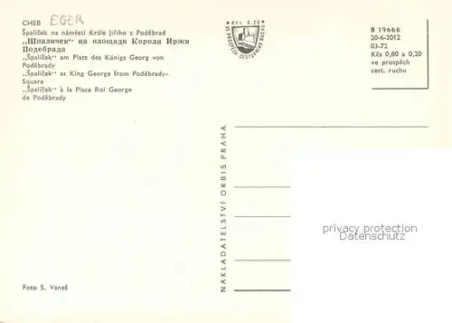 AK / Ansichtskarte Cheb_Eger Spalicek am Platz des Koenigs Georg von Podebrady 