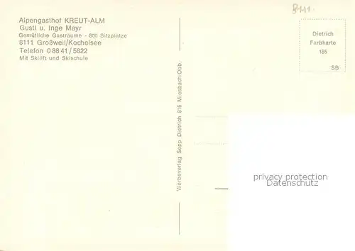 AK / Ansichtskarte Grossweil Alpengasthof Kreut Alm Grossweil