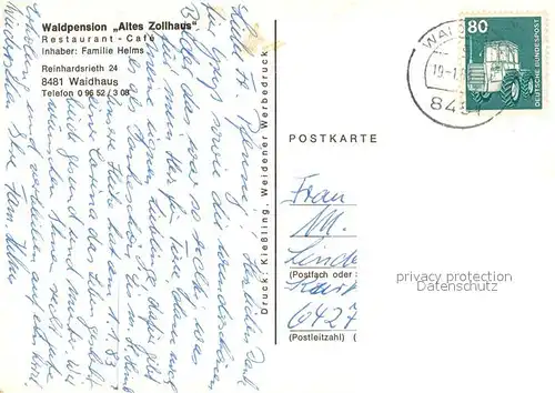 AK / Ansichtskarte Waidhaus Wald Pension Altes Zollamt Waidhaus