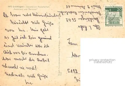 AK / Ansichtskarte Leichlingen_Rheinland Sanatorim Roderbirken Badehaus  Leichlingen_Rheinland