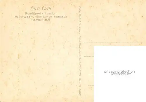 AK / Ansichtskarte Westerland_Sylt Caf? Orth  Westerland_Sylt