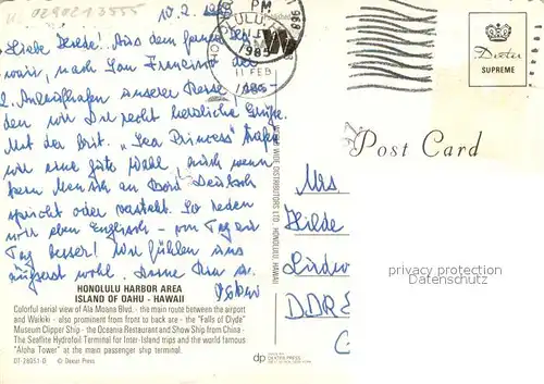 AK / Ansichtskarte Honolulu Harbor aerial view 