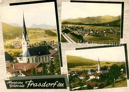 AK / Ansichtskarte Frasdorf Ortsansicht mit Kirche Alpenpanorama Frasdorf