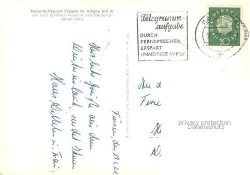 AK / Ansichtskarte Fuessen_Allgaeu Graf Bothmer Kaserne und Siedlungsgebiet West Alpen Fliegeraufnahme Fuessen Allgaeu