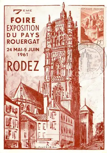 AK / Ansichtskarte Rodez 7eme Foire Exposition du Pays Rouergat Eglise Dessin Kuenstlerkarte Rodez
