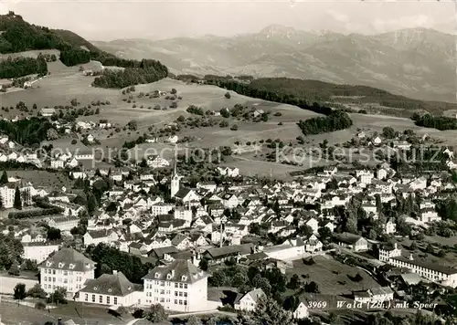 AK / Ansichtskarte Wald_ZH Panorama mit Blick zum Speer Alpen Fliegeraufnahme Wald_ZH
