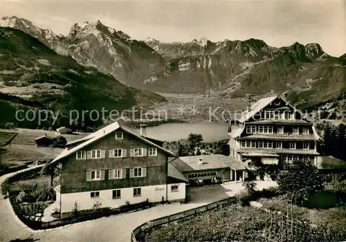 AK / Ansichtskarte Amden_SG Kurhaus Bergruh mit Walensee und Glarneralpen Amden_SG