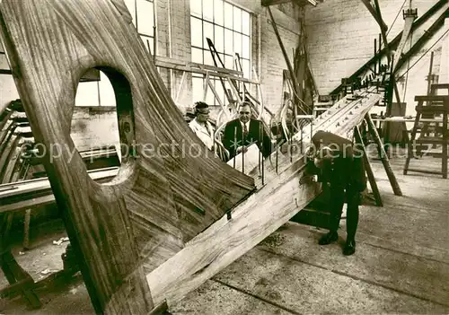 AK / Ansichtskarte Bremen Bootsbau Kiellegung Segelboot "Wappen von Bremen" Bremen