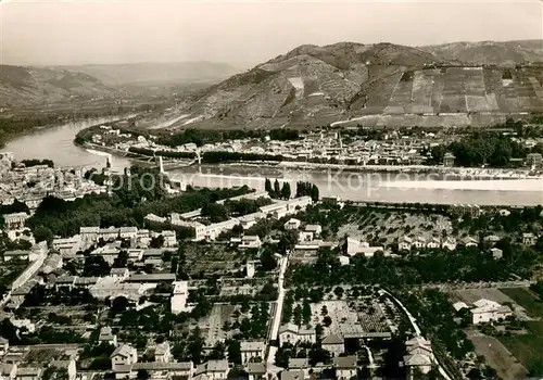 AK / Ansichtskarte Tournon sur Rhone Vallee du Rhone Tain et les coteaux de l Hermitag vue aerienne Tournon sur Rhone