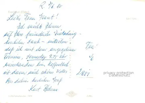 AK / Ansichtskarte Frankfurt_Oder Fliegeraufnahme aus Luftbildkalender 1979 Frankfurt Oder