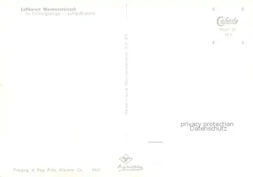 AK / Ansichtskarte Warmensteinach Luftkurort Fliegeraufnahme Warmensteinach