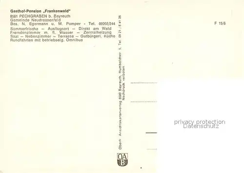 AK / Ansichtskarte Pechgraben Gasthof Pension Frankenwald Garten Panorama Seepartie Pechgraben