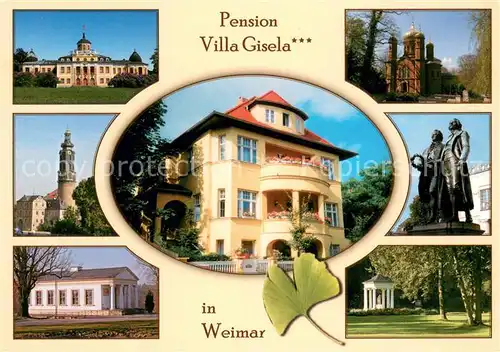 AK / Ansichtskarte Weimar_Thueringen Pension Villa Gisela Kirchen Denkmal Pavillon Weimar Thueringen