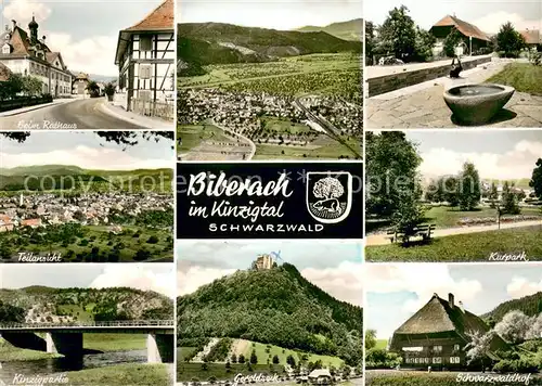 AK / Ansichtskarte Biberach_Baden Rathaus Panorama Teilansicht Kurpark Kinzigpartie Geroldseck Schwarzwaldhof Biberach_Baden
