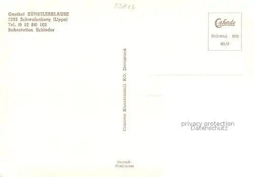 AK / Ansichtskarte Schwalenberg Gasthof Kuenstlerklause Schwalenberg