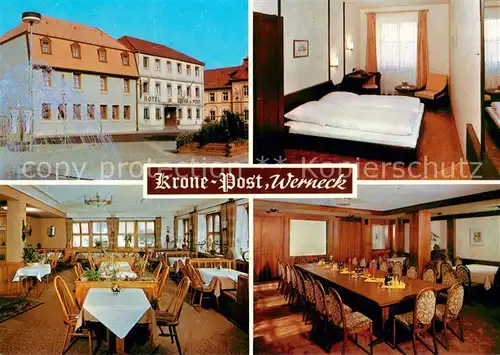 AK / Ansichtskarte Werneck Hotel Gasthof Krone Post Gastraeume Zimmer Werneck