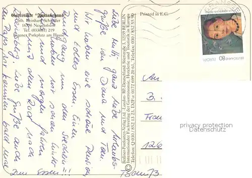 AK / Ansichtskarte Neuglobsow Gaststaette Fontanehaus Stechlinsee Gastraeume Neuglobsow