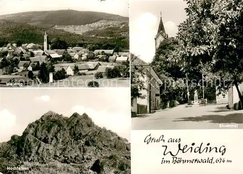 AK / Ansichtskarte Weiding_Cham_Oberpfalz Ortsansicht Ehrenmal Hochfelsen Weiding_Cham_Oberpfalz