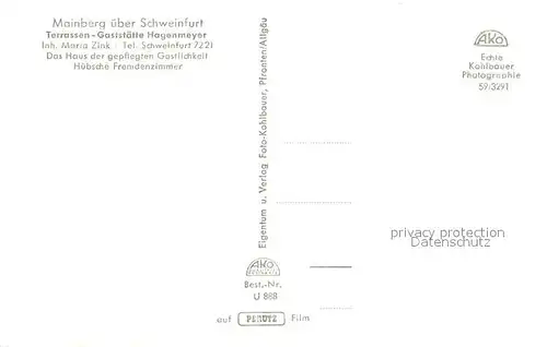 AK / Ansichtskarte Mainberg Terrassen Gaststaette Hagenmeyer Mainberg