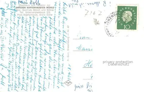 AK / Ansichtskarte Unterreichenbach_Calw Gasthaus Pension zur Unteren Kapfenhardter Muehle Unterreichenbach Calw