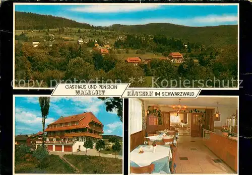 AK / Ansichtskarte Haeusern_Schwarzwald Panorama Gasthaus Pension Waldlust Gaststube Haeusern Schwarzwald