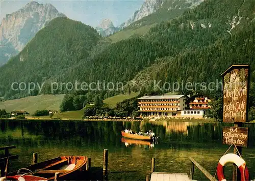 AK / Ansichtskarte Hintersee_Berchtesgaden Hotel Post Seepartie Hintersee Berchtesgaden