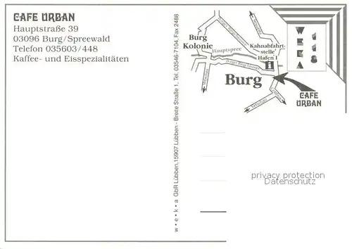 AK / Ansichtskarte Burg_Spreewald Cafe Urban Gastraum Burger Trachten Burg Spreewald