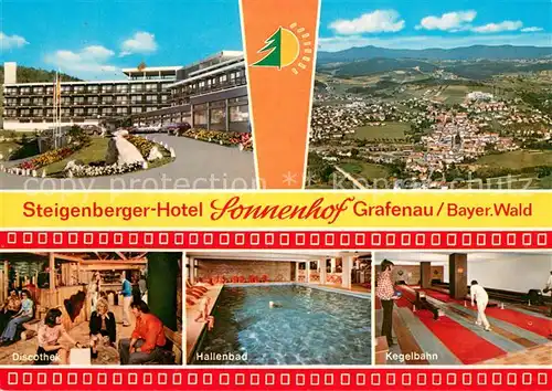 AK / Ansichtskarte Grafenau_Niederbayern Steigenberger Hotel Sonnenhof Discothek Hallenbad Kegelbahn Fliegeraufnahme Grafenau Niederbayern