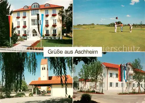 AK / Ansichtskarte Aschheim Rathaus Golfparkanlage Kirche St Peter und Paul Kulturelles Gebaeude Aschheim