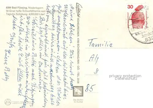 AK / Ansichtskarte Bad_Fuessing Schwefeltherme Fliegeraufnahme Bad_Fuessing