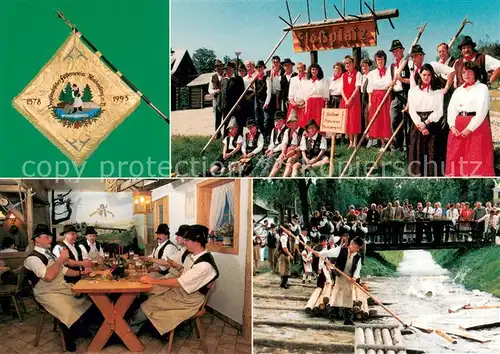 AK / Ansichtskarte Muldenberg_Vogtland Vogtlaendischer Floesserverein Trachtengruppe Hotel Floesserstube Muldenberg_Vogtland