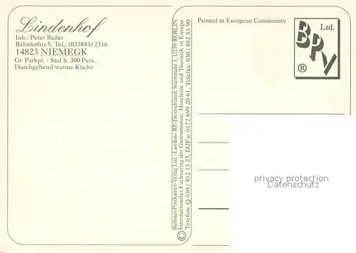 AK / Ansichtskarte Niemegk Lindenhof Gastraeume Bar Niemegk