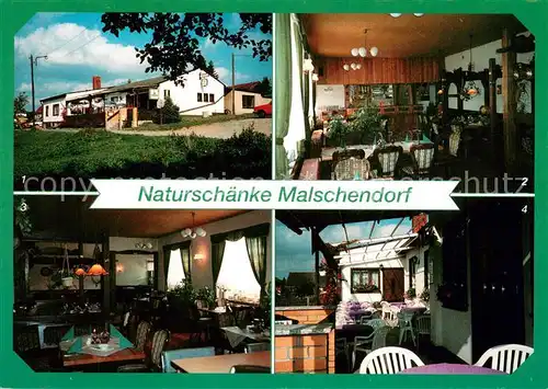 AK / Ansichtskarte Malschendorf Naturschaenke Malschendorf Gaesteraum mit Bar Sonnenterrasse Malschendorf
