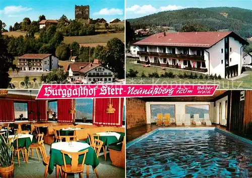AK / Ansichtskarte Neunussberg Burggasthof Sterr mit Gaestehaus Burgfried Gaststube Hallenbad Neunussberg