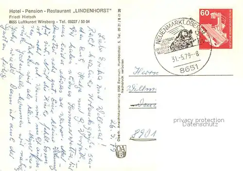 AK / Ansichtskarte Wirsberg Hotel Pension Restaurant Lindenhorst Gastraeume Flusspartie Wirsberg