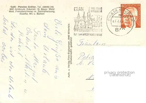 AK / Ansichtskarte Arnbruck Riedelstein Panorama Gasthof Groeller Gaststube Arnbruck