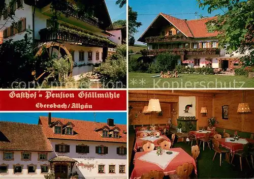 AK / Ansichtskarte Ebersbach_Marktoberdorf Gasthof Pension Gfaellmuehle Liegewiese Gaststube Ebersbach Marktoberdorf