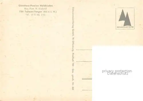 AK / Ansichtskarte Tengen Gaestehaus Pension Waldfrieden Tengen