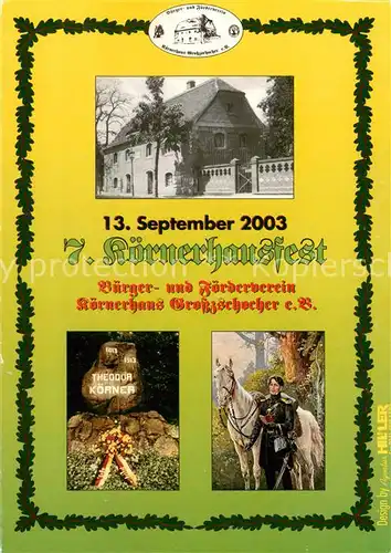 AK / Ansichtskarte Leipzig Koernerhaus Fest Theodor Koerner Grabmal Koerner mit Pferd Leipzig