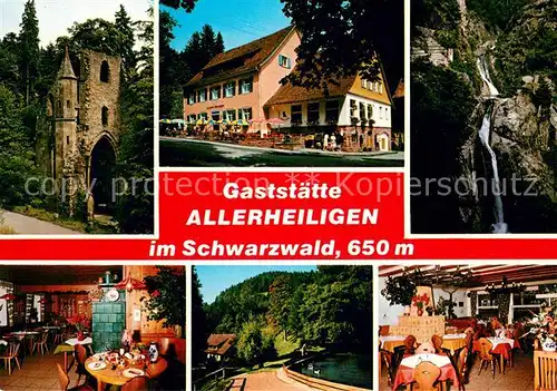 AK / Ansichtskarte Oppenau Gaststaette Allerheiligen mit Bauern und Jaegerstube Klosterruine und Wasserfaelle Oppenau